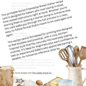 Amish Friendship Bread Starter Recipe Card (Printable)