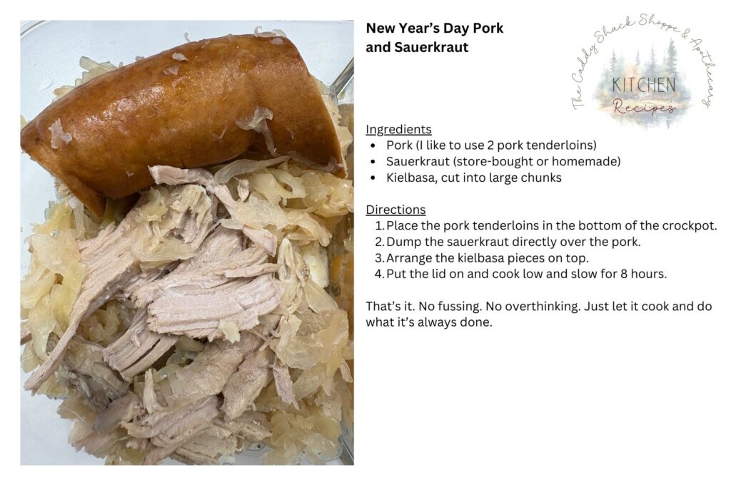 New Year’s Day Pork and Sauerkraut recipe card
