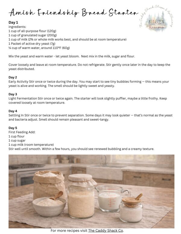 Amish Friendship Bread Starter Recipe Card (Printable)